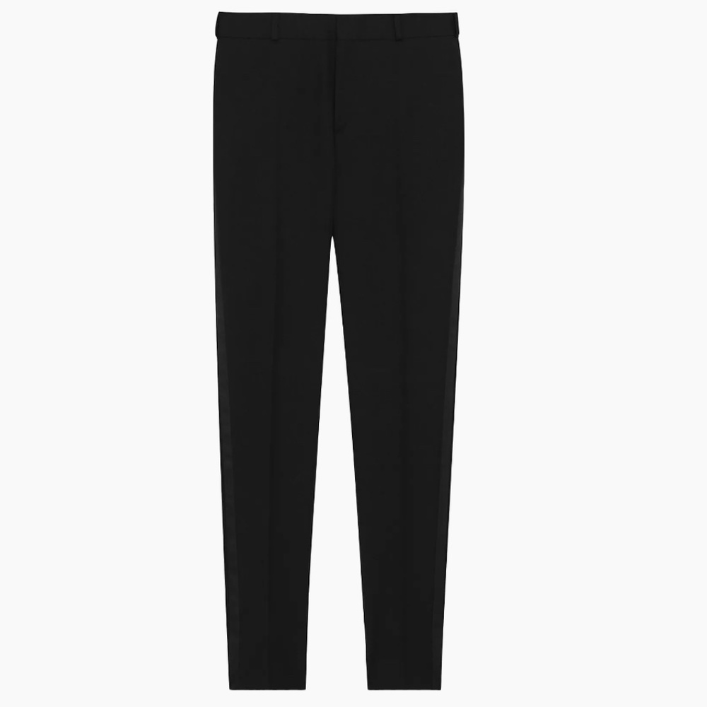 NWT Saint Laurent Tuxedo Straight Pants in Grain De Poudre